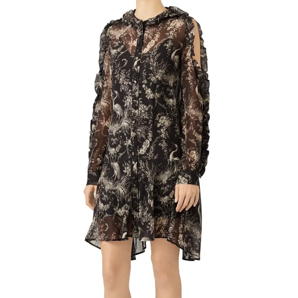 The Kooples Black Sheer Birdy Dress Sz1